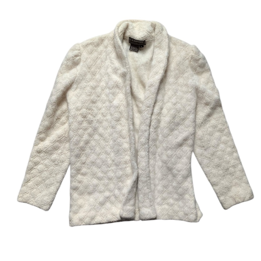 IB Diffusion Cream Wool Blend Open Front Sweater S